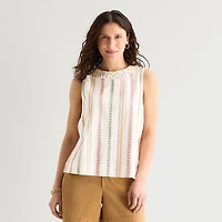 St. John's Bay Womens Round Neck Sleeveless Blouse