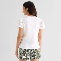 St. John's Bay Womens Round Neck Short Sleeve T-Shirt