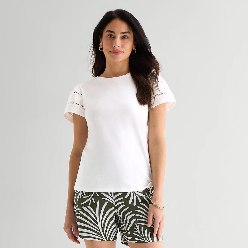 St. John's Bay Womens Round Neck Short Sleeve T-Shirt