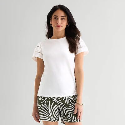 St. John's Bay Womens Round Neck Short Sleeve T-Shirt