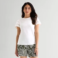 St. John's Bay Womens Round Neck Short Sleeve T-Shirt