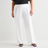 Liz Claiborne Charlotte Womens Plus Wide Leg Mid Rise Trouser