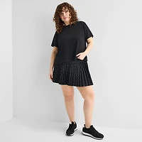 Xersion Ruffle Womens Crew Neck Short Sleeve Active Plus T-Shirt