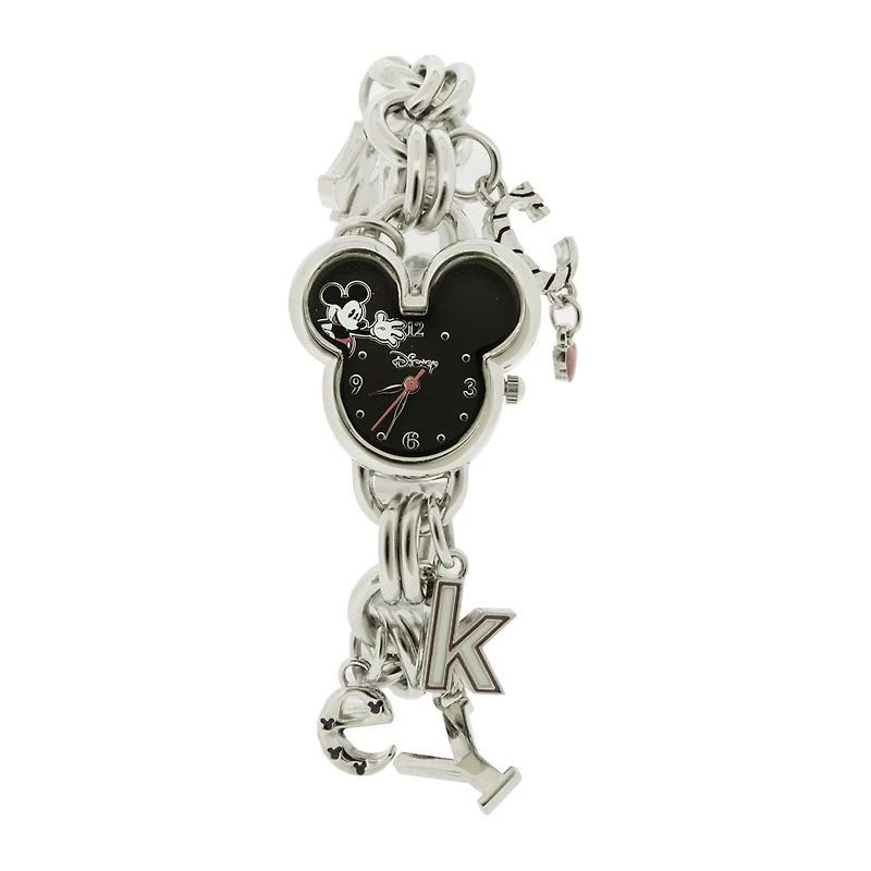Disney Mickey Mouse Silver-Tone Charm Bracelet Watch