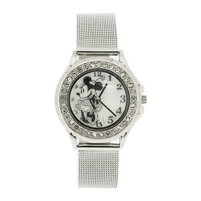 Disney Minnie Mouse Character Print Stainless Steel Bracelet Watch