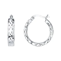 Sterling Silver Wide Textured Hoop Earrings