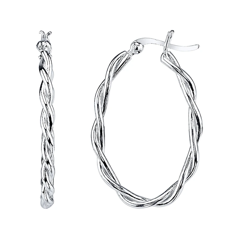 Sterling Silver Twisted Hoop Earrings