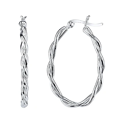 Sterling Silver Twisted Hoop Earrings