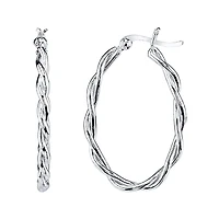 Sterling Silver Twisted Hoop Earrings