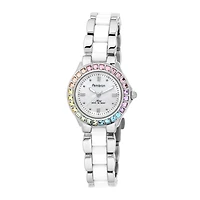 Armitron® Now® Womens Crystal-Accent White Ceramic/Silver-Tone Bracelet Watch