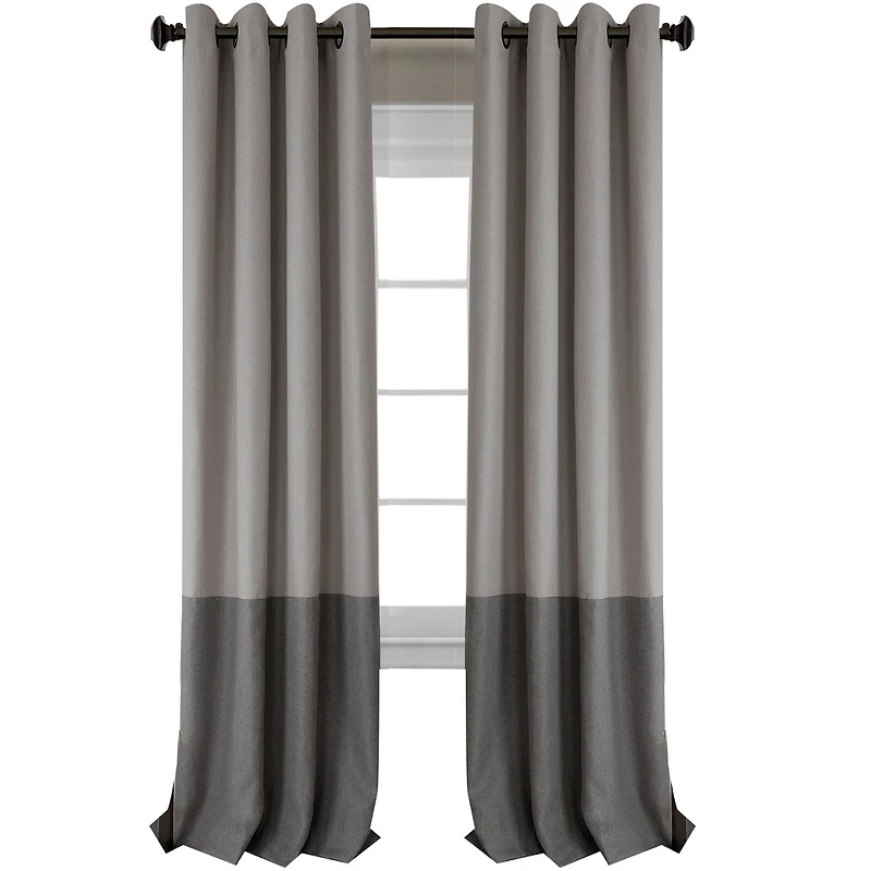 Threadmade Braiden Color Block Grommet Top Blackout Single Curtain Panel