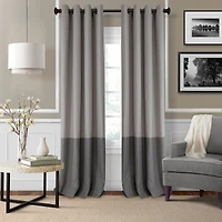 Threadmade Braiden Color Block Grommet Top Blackout Single Curtain Panel