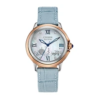 Citizen Disney Cinderella Princess Womens Blue Leather Strap Watch Em0798-02d