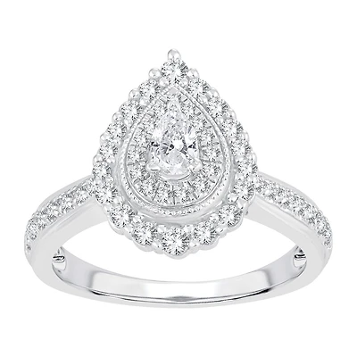 Womens 5/8 CT. T.W. Natural White Diamond 10K Gold Pear Engagement Ring