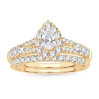Womens 1 CT. T.W. Natural White Diamond 10K Gold Pear Bridal Set