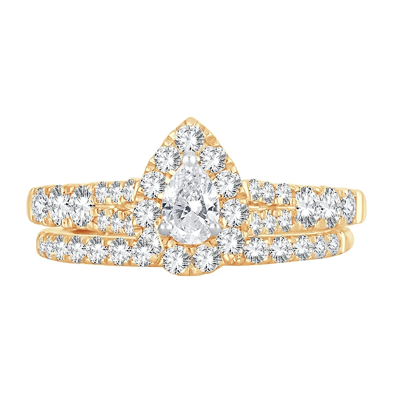 Womens 1 CT. T.W. Natural White Diamond 10K Gold Pear Bridal Set