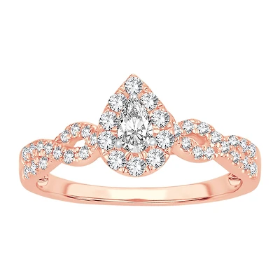 Womens 1/ CT. T.W. Natural White Diamond 10K Gold Pear Engagement Ring