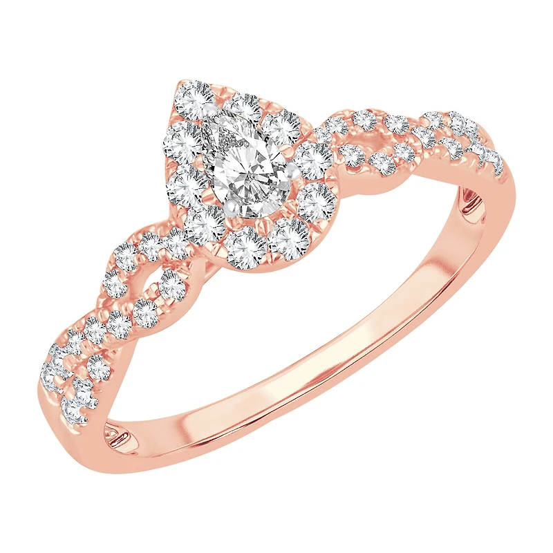 Womens 1/ CT. T.W. Natural White Diamond 10K Gold Pear Engagement Ring