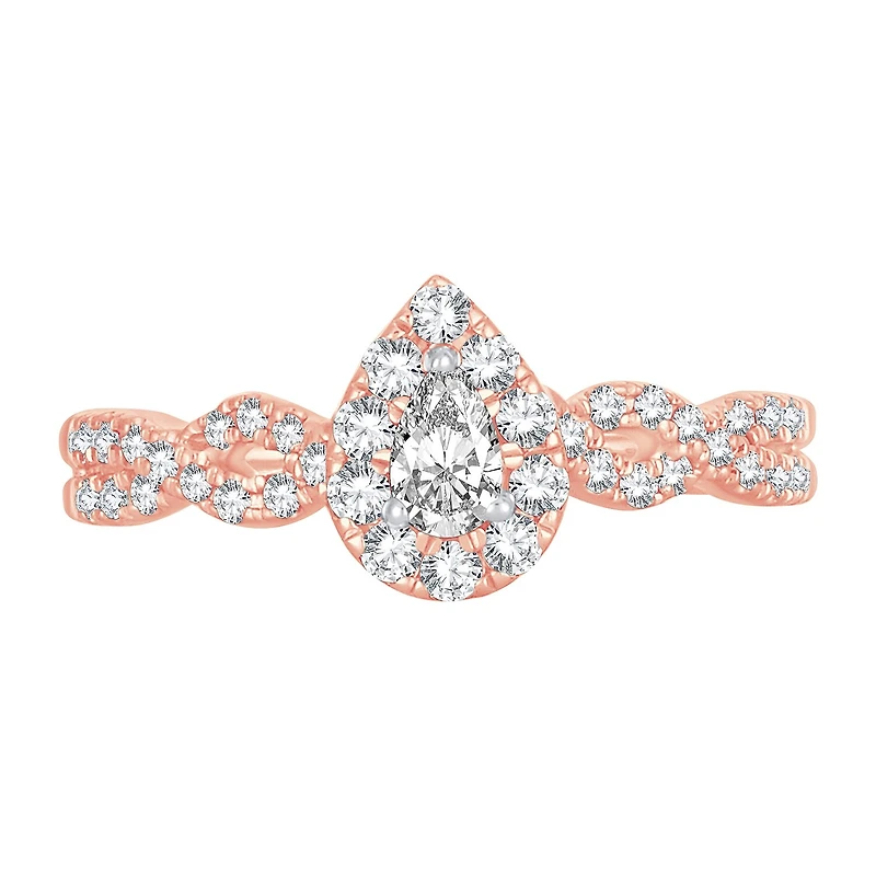Womens 1/ CT. T.W. Natural White Diamond 10K Gold Pear Engagement Ring