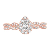 Womens 1/ CT. T.W. Natural White Diamond 10K Gold Pear Engagement Ring