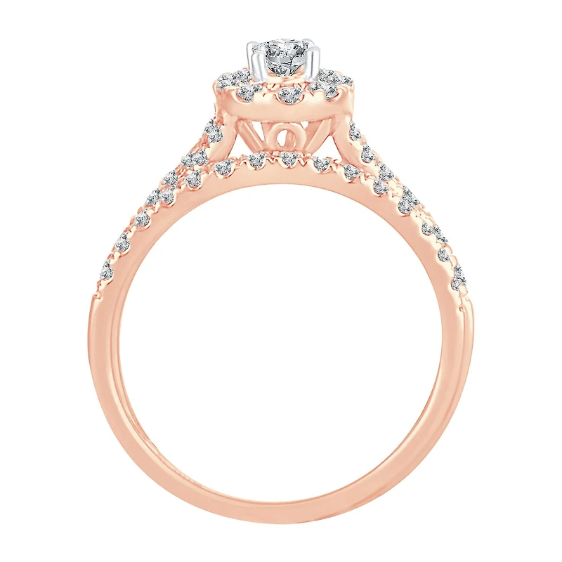 Womens 1/ CT. T.W. Natural White Diamond 10K Gold Oval Bridal Set