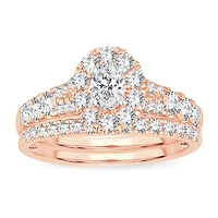 Womens 1/ CT. T.W. Natural White Diamond 10K Gold Oval Bridal Set