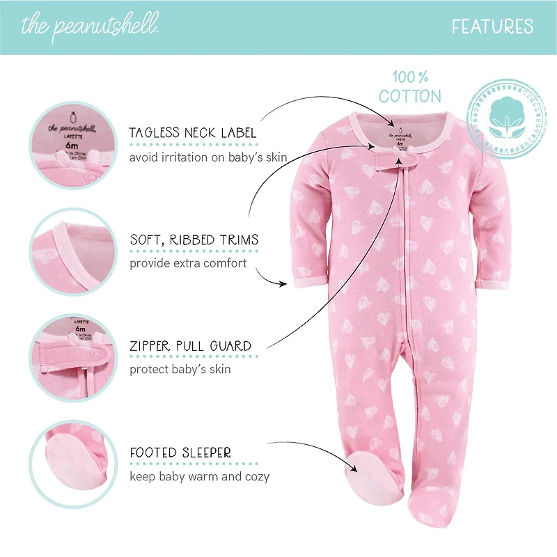 The Peanutshell Baby Girls 3-pc. Sleep and Play