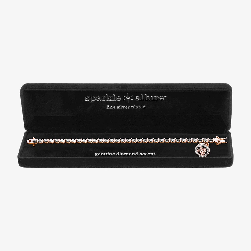 Sparkle Allure 14k Rose Gold Over Bronze Womens Natural Diamond Accent Angel Round 7.25 Inch Tennis Bracelet