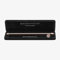 Sparkle Allure 14k Rose Gold Over Bronze Womens Natural Diamond Accent Angel Round 7.25 Inch Tennis Bracelet