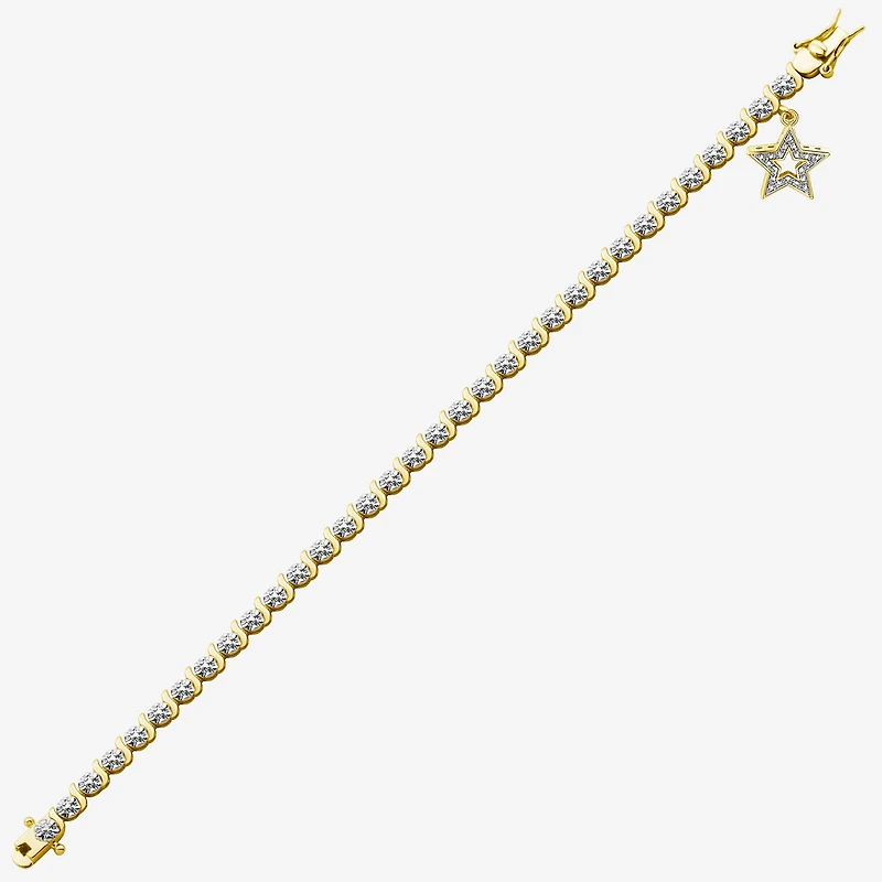 Sparkle Allure 14k Gold Over Bronze Womens Natural Diamond Accent Round Star 7.25 Inch Tennis Bracelet