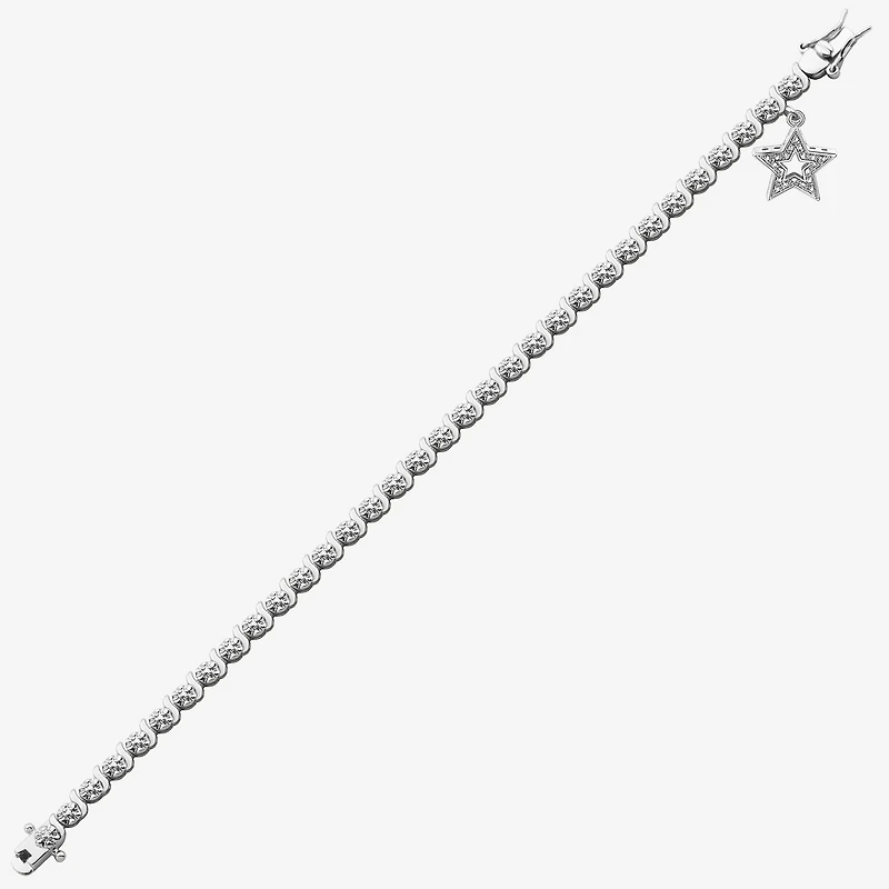 Sparkle Allure Pure Silver Over Bronze Womens Natural Diamond Accent Pure Silver Over Bronze Round Star 7.25 Inch Tennis Bracelet