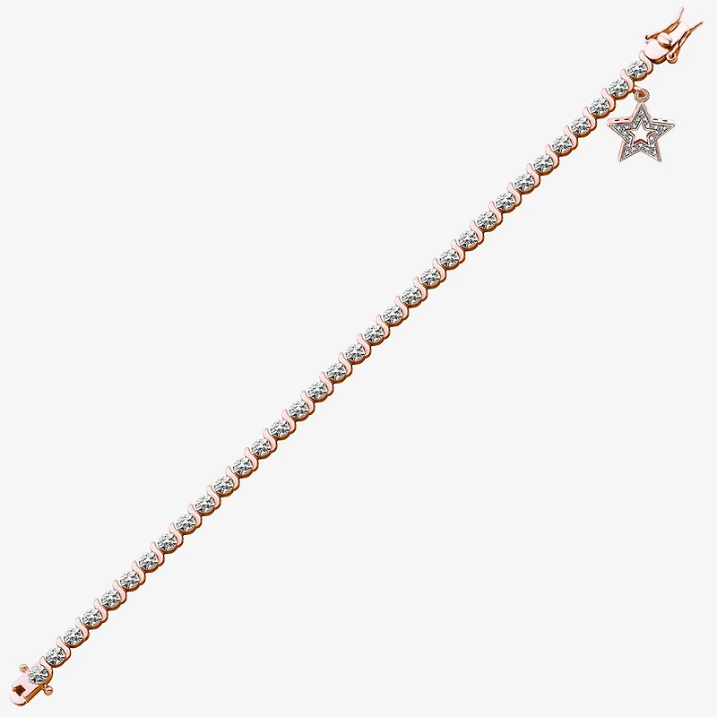 Sparkle Allure 14k Rose Gold Over Bronze Womens Natural Diamond Accent Round Star 7.25 Inch Tennis Bracelet