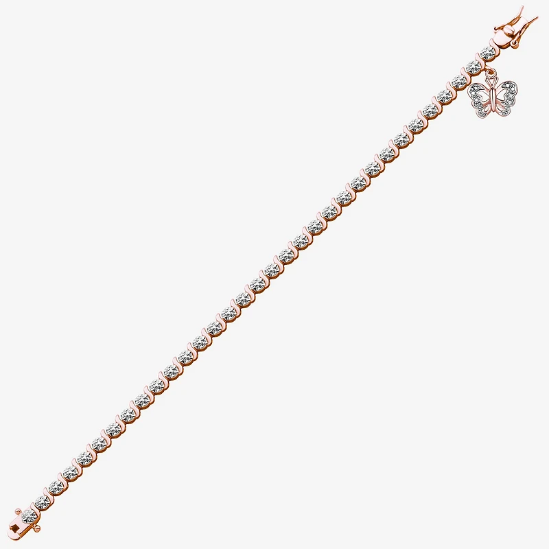 Sparkle Allure 14k Rose Gold Over Bronze Womens Natural Diamond Accent Pure Silver Over Bronze Butterfly Round 7.25 Inch Tennis Bracelet