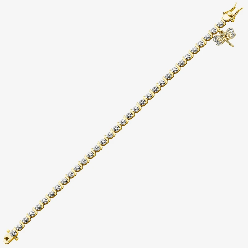 Sparkle Allure Dragonfly 14k Gold Over Bronze Womens Natural Diamond Accent Round 7.25 Inch Tennis Bracelet