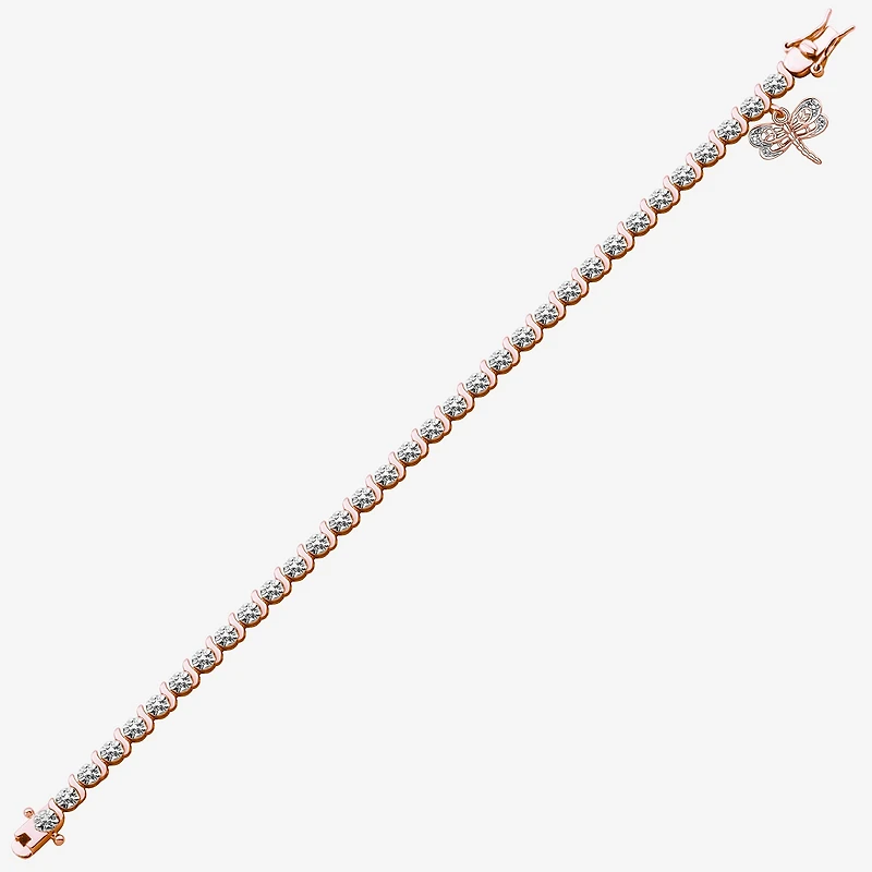 Sparkle Allure Dragonfly 14k Rose Gold Over Bronze Womens Natural Diamond Accent Round 7.25 Inch Tennis Bracelet