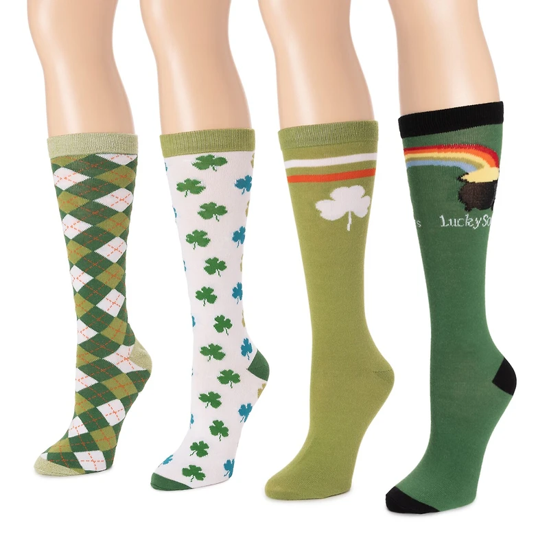 Muk Luks Womens Multi-Pack 4 Pair Over the Calf Socks