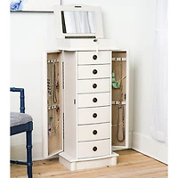 Hives And Honey Nora Lockable White Jewelry Armoire