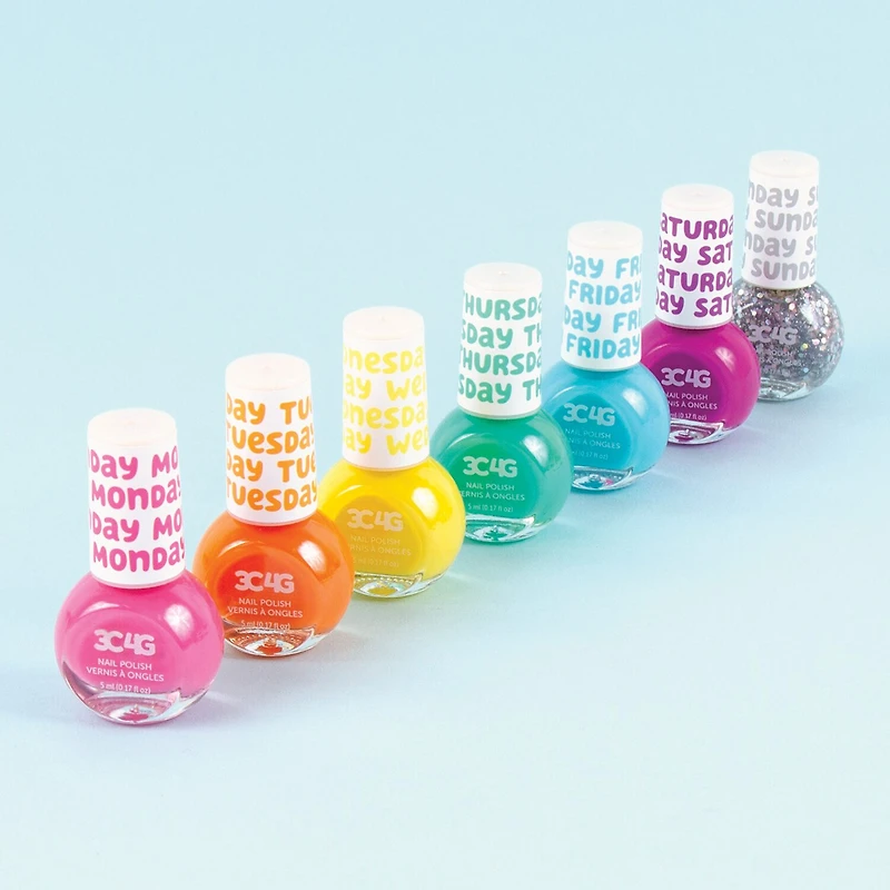 Three Cheers For Girls Rainbow Days Of The Week Nail Polish 7 Bottle Set