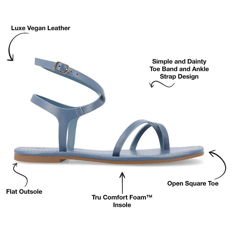 Journee Collection Womens Charra Ankle Strap Flat Sandals