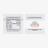 (H-I / I1) Womens 1 CT. T.W. Lab Grown White Diamond 10K or 14K Gold Cushion Side Stone Halo Engagement Ring