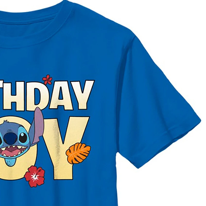Disney Collection Little & Big Kid Boys Crew Neck Short Sleeve Regular Fit Lilo Stitch Graphic T-Shirt