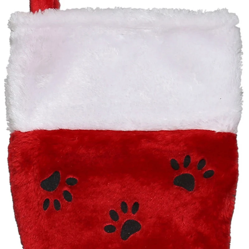 Northlight 14in Red With Black Paw Prints And White Cuff Christmas Stocking