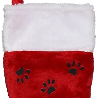 Northlight 14in Red With Black Paw Prints And White Cuff Christmas Stocking