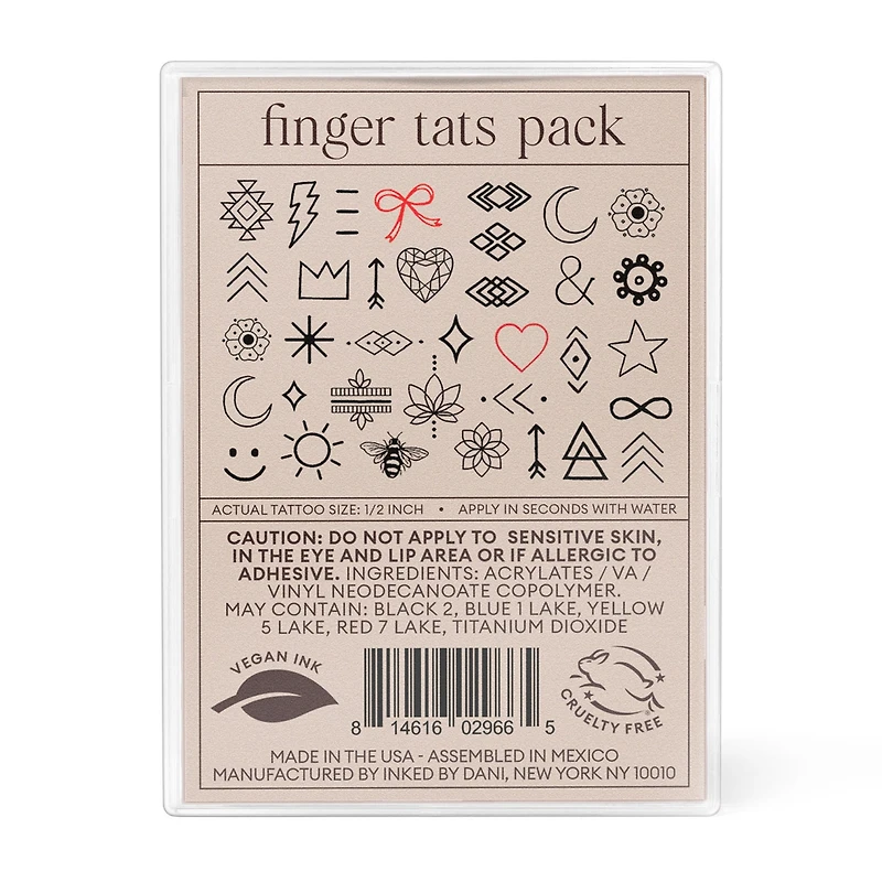 Inked By Dani Finger Tats Temporary Tattoo Pack