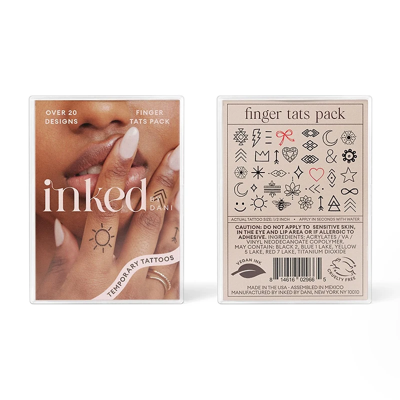 Inked By Dani Finger Tats Temporary Tattoo Pack