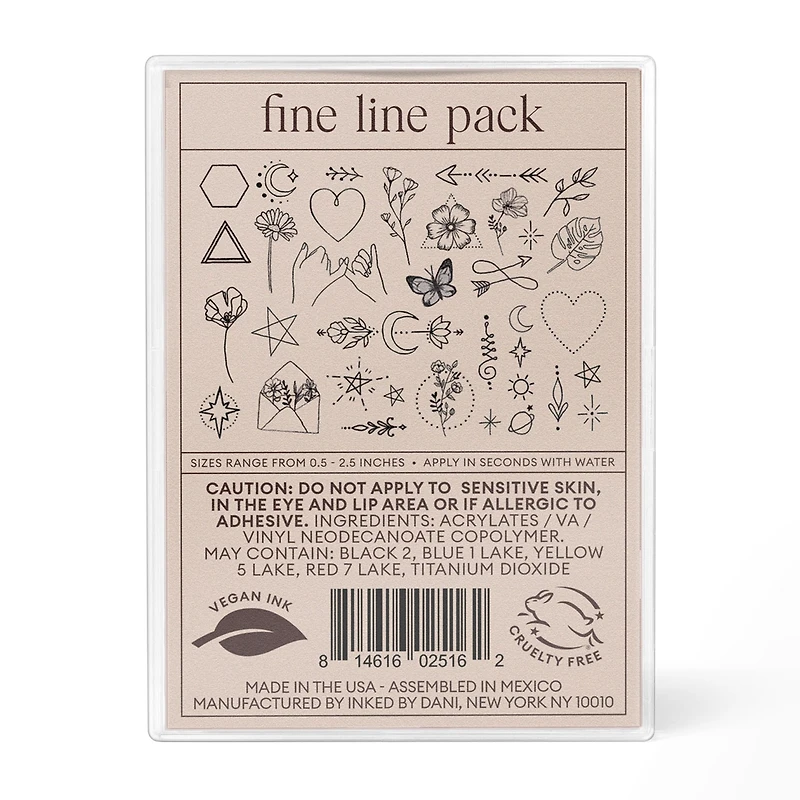 Inked By Dani Fine Line Temporary Tattoo Pack
