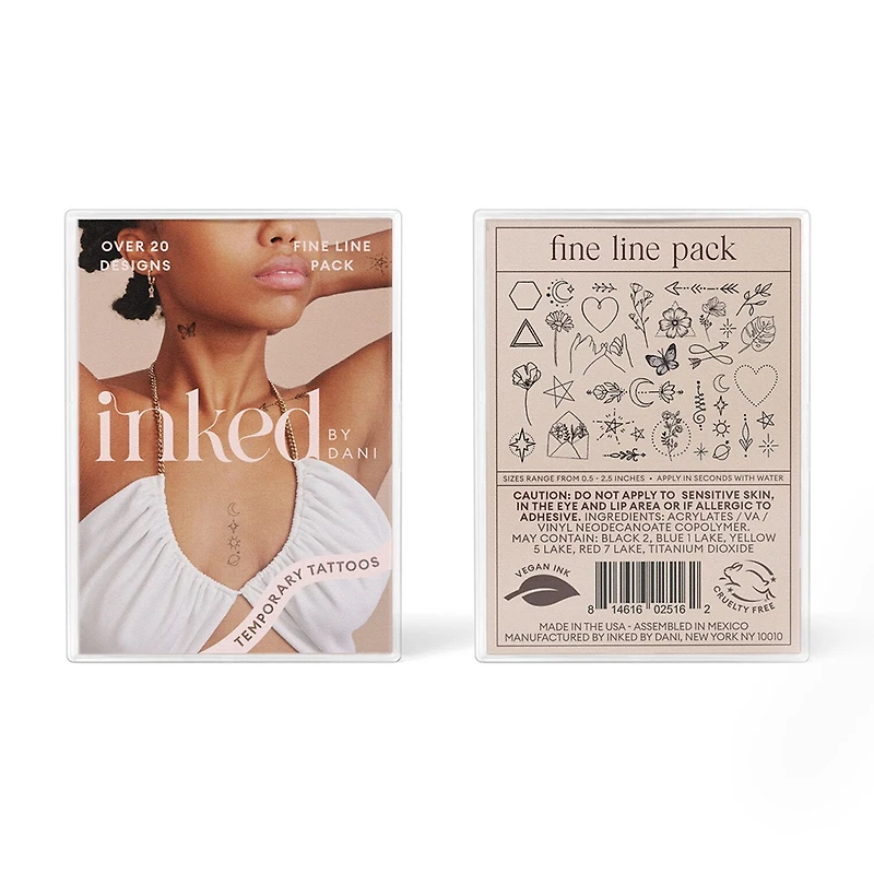 Inked By Dani Fine Line Temporary Tattoo Pack
