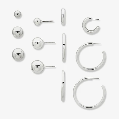 Worthington Silver Tone Womens 6 Pair Earring Set