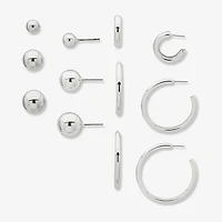 Worthington Silver Tone Womens 6 Pair Earring Set