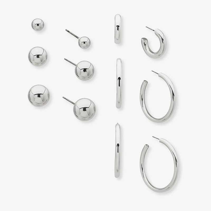 Worthington Silver Tone Womens 6 Pair Earring Set